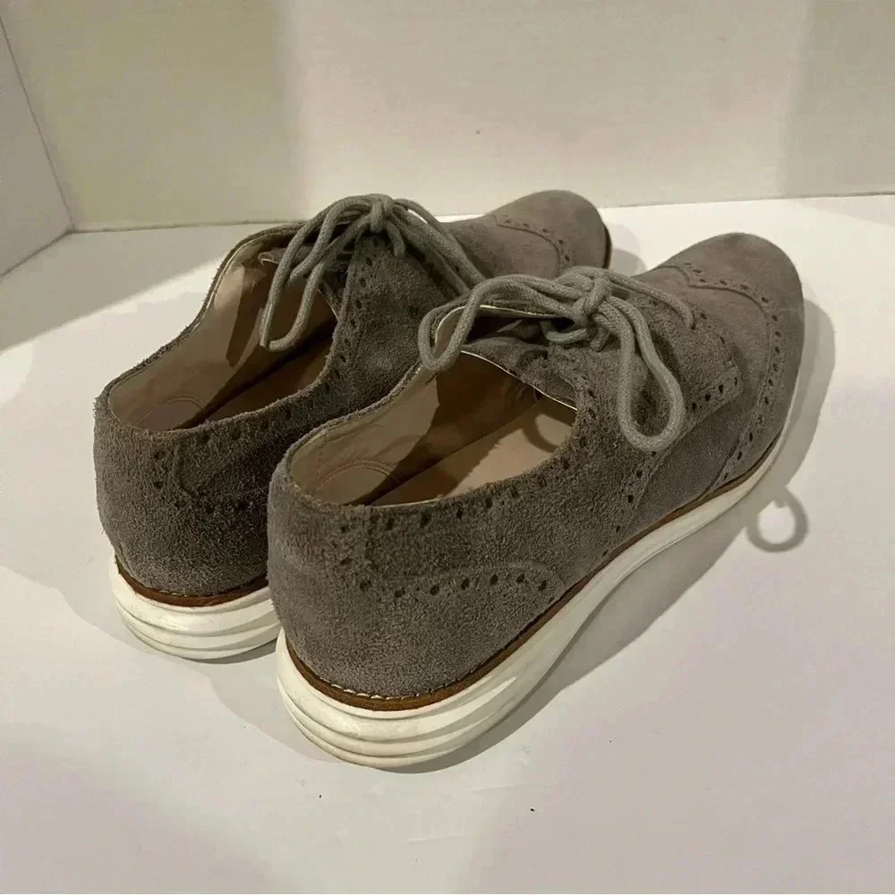 Cole Haan Womens Lunargrand Wingtip II Lace up Oxford Flats Grey Waterproof Sz 9